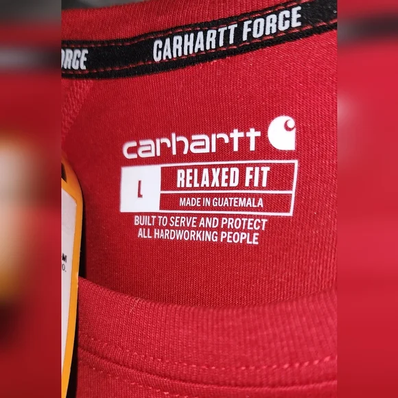 Carhartt Force Relaxed Fit Men's Midweight Red T-Shirt W Pocket - Picture 3 of 6